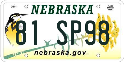 NE license plate 81SP98