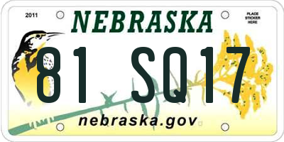 NE license plate 81SQ17