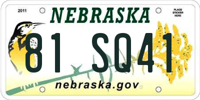 NE license plate 81SQ41