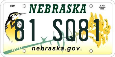 NE license plate 81SQ81