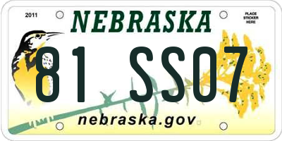 NE license plate 81SS07