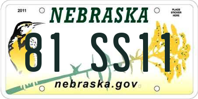 NE license plate 81SS11