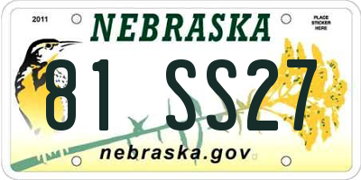 NE license plate 81SS27