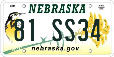 NE license plate 81SS34