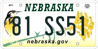 NE license plate 81SS51