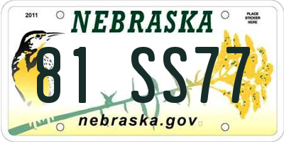 NE license plate 81SS77