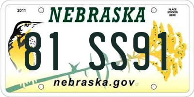 NE license plate 81SS91