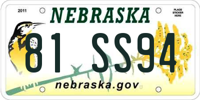 NE license plate 81SS94
