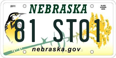 NE license plate 81ST01