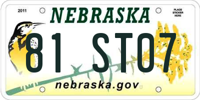NE license plate 81ST07