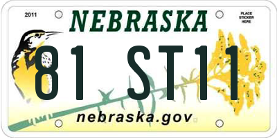 NE license plate 81ST11