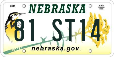 NE license plate 81ST14