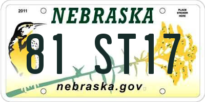 NE license plate 81ST17