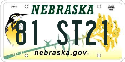 NE license plate 81ST21