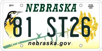 NE license plate 81ST26