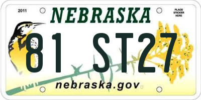 NE license plate 81ST27