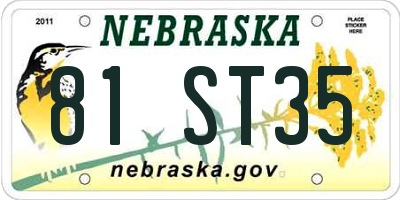 NE license plate 81ST35
