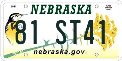 NE license plate 81ST41