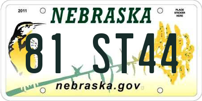 NE license plate 81ST44