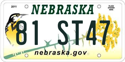 NE license plate 81ST47