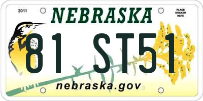 NE license plate 81ST51