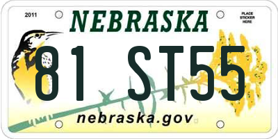 NE license plate 81ST55