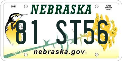 NE license plate 81ST56