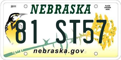 NE license plate 81ST57