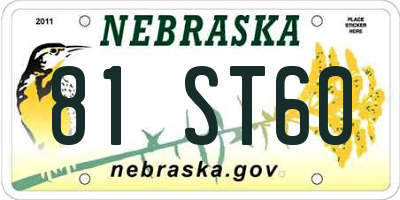 NE license plate 81ST60