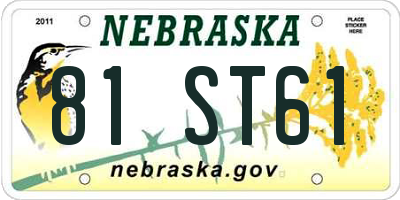 NE license plate 81ST61