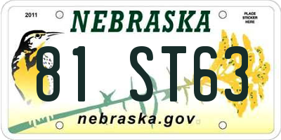 NE license plate 81ST63