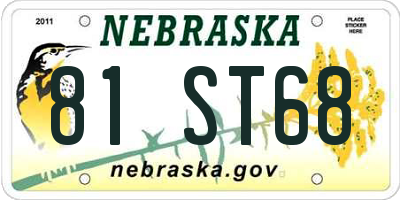 NE license plate 81ST68
