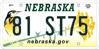 NE license plate 81ST75