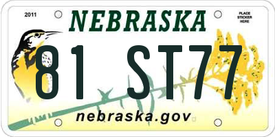 NE license plate 81ST77