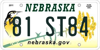 NE license plate 81ST84