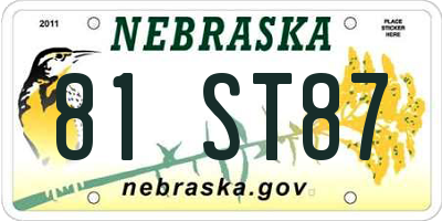 NE license plate 81ST87