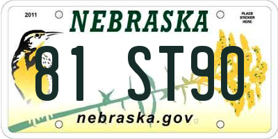 NE license plate 81ST90