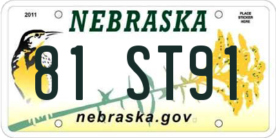 NE license plate 81ST91