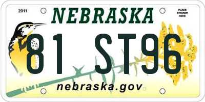 NE license plate 81ST96
