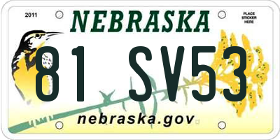 NE license plate 81SV53