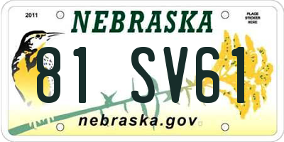 NE license plate 81SV61