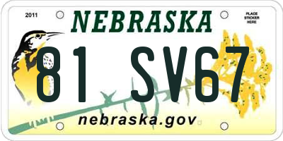 NE license plate 81SV67