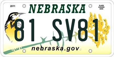 NE license plate 81SV81