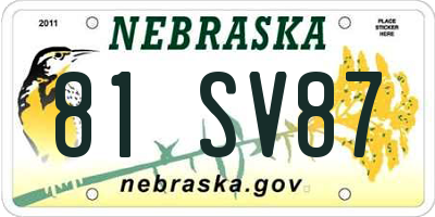 NE license plate 81SV87