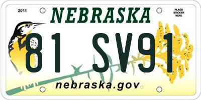 NE license plate 81SV91
