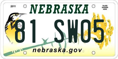 NE license plate 81SW05