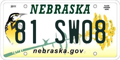 NE license plate 81SW08
