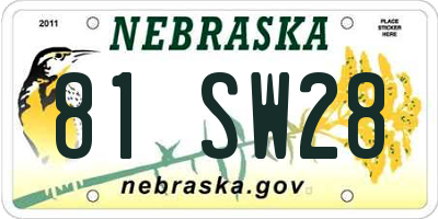 NE license plate 81SW28