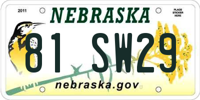 NE license plate 81SW29
