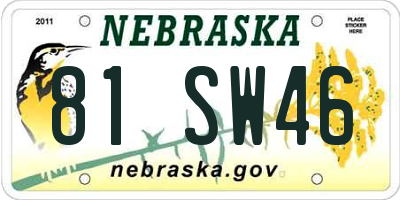 NE license plate 81SW46